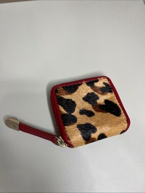 Cowhide Print Coin purse with Red Trim
